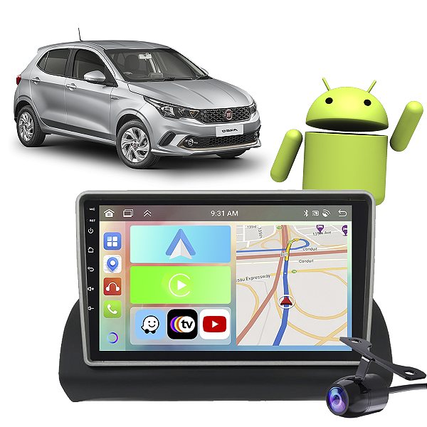 Kit Multimídia Carplay Android Auto 9” Argo Cronos 2018-2023 GPS TV Online Google Assistente Siri Câmera de Ré