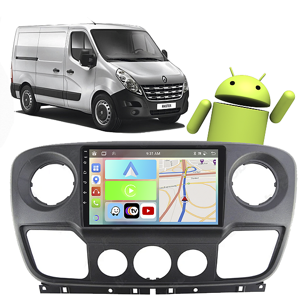 Kit Multimídia Carplay Android Auto 9” Master 2013-2024 GPS TV Online Google Assistente Siri Câmera de Ré