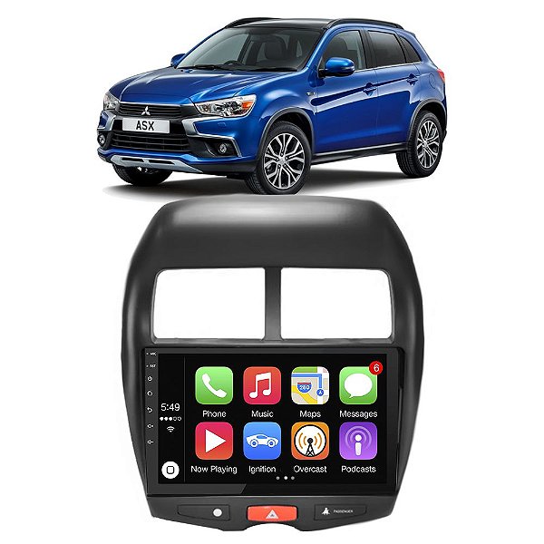 Kit Multimídia Carplay Android Auto 9” Asx 2010-2022 GPS TV Online Google Assistente Siri Câmera de Ré