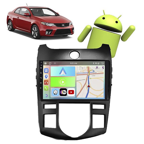 Kit Multimídia 9” Kia Cerato 2009-2013 Carplay Android Auto GPS TV Online Câmera de Ré Assistente Google/Siri