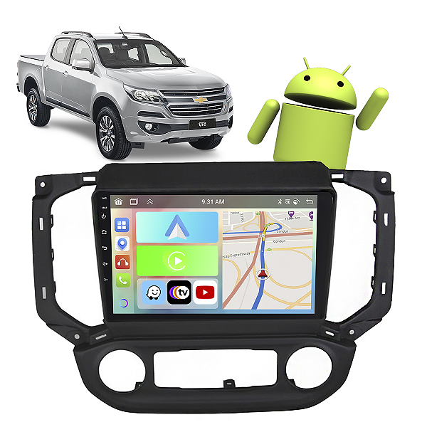 Kit Multimidia Chevrolet S10 2017-2022 9 Pol CarPlay Android Auto