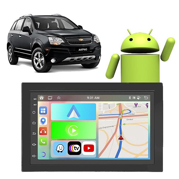 Kit Multimídia Captiva (2008-2017) 7" Polegadas 2-32Gb GPS TV Android-Auto CarPlay Comando de voz Google Siri