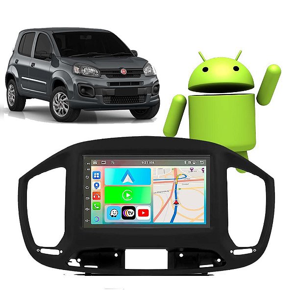 Kit Multimídia Uno (2015-2021) 7" Polegadas 2-32Gb GPS TV Android-Auto CarPlay Comando de voz Google Siri