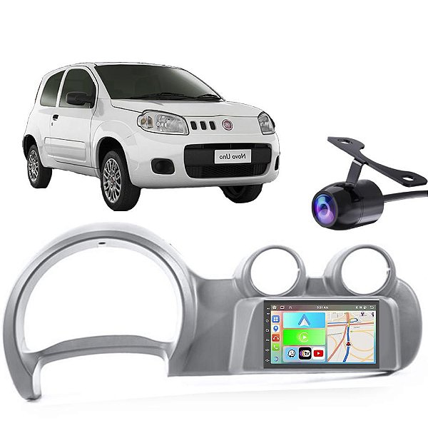 Kit Multimídia Fiat Uno Fiorino (2011-2021) 7" Polegadas 2-32Gb GPS TV Android-Auto CarPlay Comando de voz Google Siri