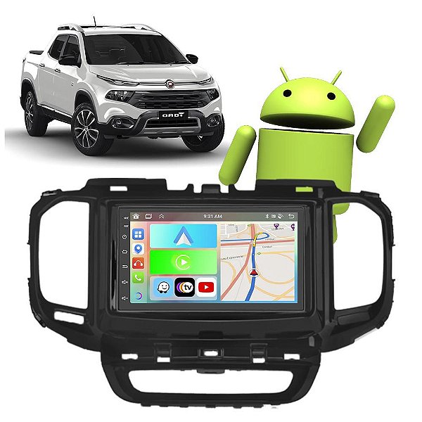 Kit Multimídia Fiat Toro (2016-2023) 7" Polegadas 2-32Gb GPS TV Android-Auto CarPlay Comando de voz Google Siri