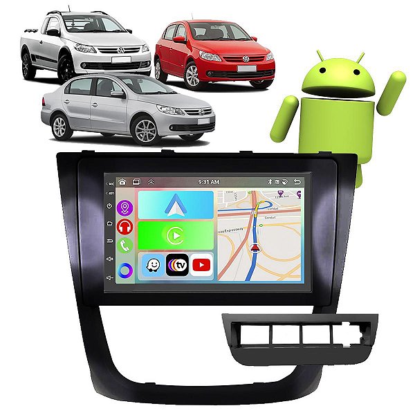 Kit Multimídia Gol Voyage Saveiro G5 (2008-2012) 7" Polegadas 2-32Gb GPS TV Android-Auto CarPlay Comando de voz Google Siri