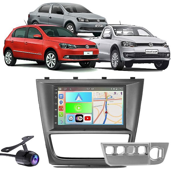 Kit Multimídia Gol G6 (2012-2016) 7" Polegadas 2-32Gb GPS TV Android-Auto CarPlay Comando de voz Google Siri