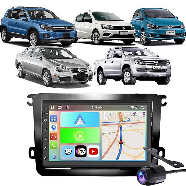 Kit Multimídia Gol G7 Amarok Jetta Passat Tiguan Fox 7" Polegadas 2-32Gb GPS TV Android-Auto CarPlay Comando de Voz