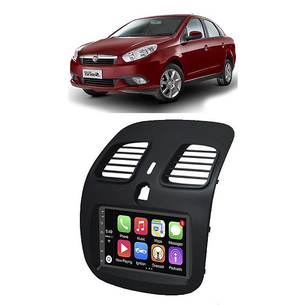 Kit Multimídia Grand Siena (2013-2021) 7" Polegadas 2-32Gb GPS TV Android-Auto CarPlay Comando de voz Google Siri