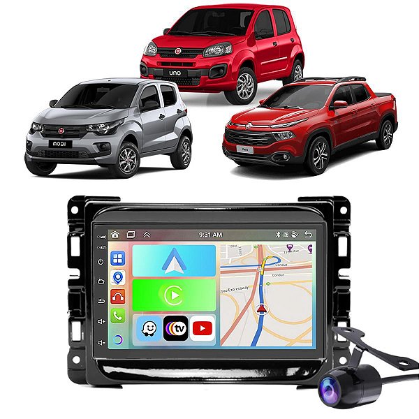 Kit Multimídia Fiat Mobi Uno Toro (2017-2022) 7" Polegadas 2-32Gb GPS TV Android-Auto CarPlay Comando de voz