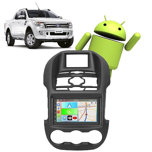 Kit Multimídia Ranger (2012-2016) 7" Polegadas 2-32Gb GPS TV Android-Auto CarPlay Comando de voz Google Siri