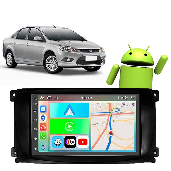 Kit Multimídia Focus (2009-2013) 7" Polegadas 2-32Gb GPS TV Android-Auto CarPlay Comando de voz Google Siri