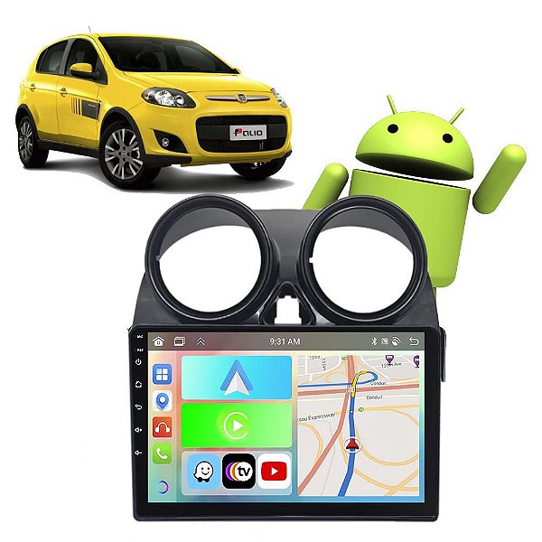 Kit Multimídia Carplay Android Auto 9” Palio Essence Sporting Attractive 2012-2017 + Câmera de Ré