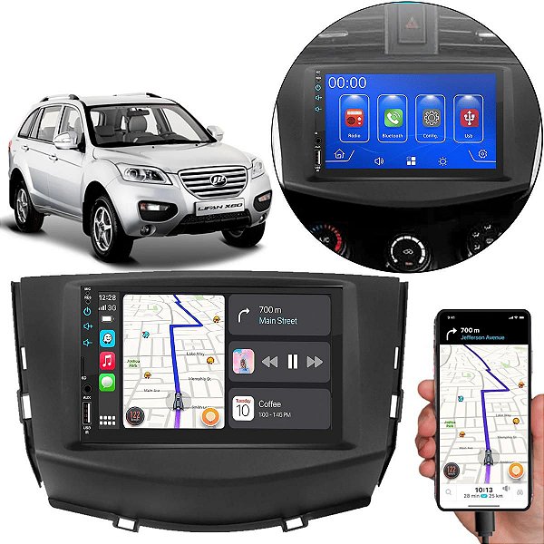 Kit Multimidia Android-Auto X60 2013-2016 7" MP5 Android Auto Carplay + Câmera de ré