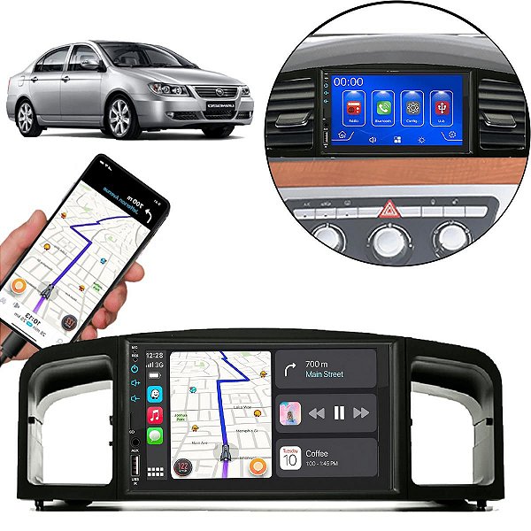 Kit Multimidia Android-Auto Lifan 620 (2010-2012) 7" MP5 Android Auto Carplay + Câmera de ré