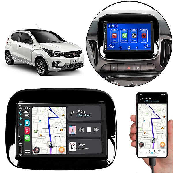 Kit Multimidia Android-Auto Mobi 2017-2022 7" MP5 Carplay + Câmera de ré