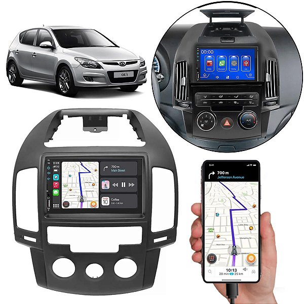 Kit Multimidia Android-Auto I30 2009-2012 7" MP5 Carplay + Câmera de ré