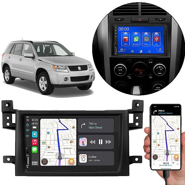 Kit Multimídia 7 Polegadas Grand Vitara 2005-2015  MP5 Carplay Android-Auto + Câmera