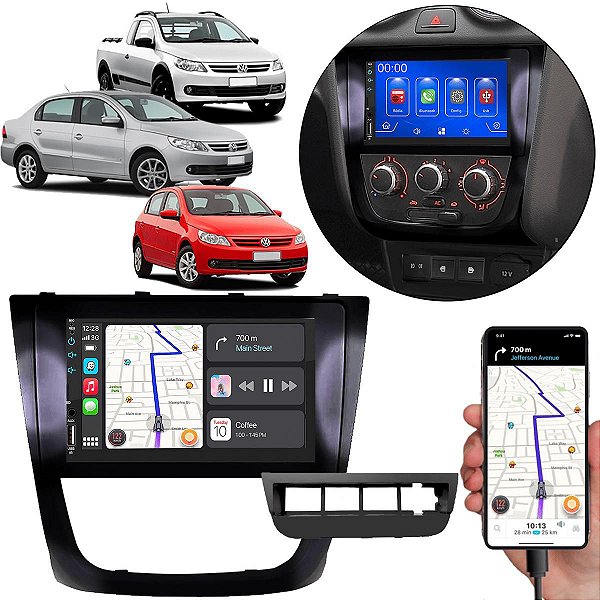 Kit Multimidia MP5 Android-Auto Carplay Gol Voyage Saveiro G5 2008-2012 7" + Câmera de Ré