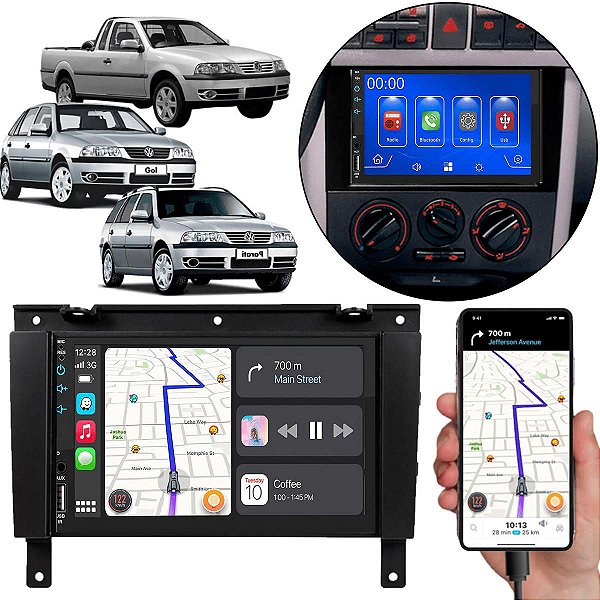 Kit Multimidia Android-Auto Gol G3 Parati G3 Saveiro G3 2000-2005 7" MP5 Carplay