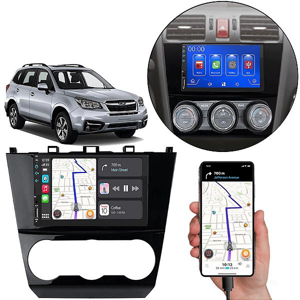 Kit Multimidia Forester 2014-2018 7" MP5 Android Auto Carplay + Câmera de ré