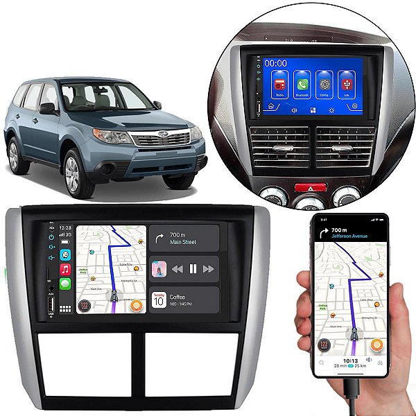 Kit Multimidia Android-Auto Forester 2009-2012 7" MP5 Android Auto Carplay + Câmera de ré