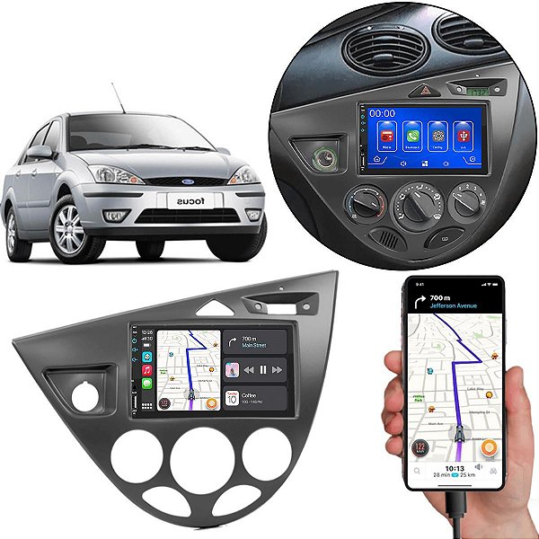 Kit Multimidia Android-Auto Focus 2001-2008 7" MP5 Carplay + Câmera de ré