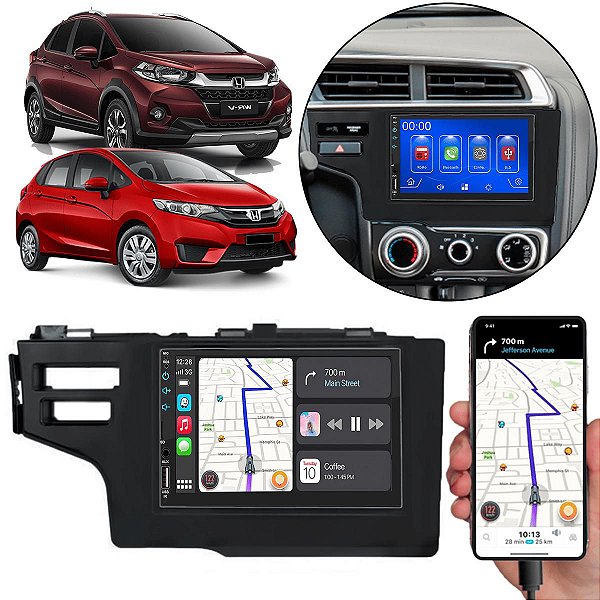 Kit Multimidia Android-Auto Fit WR-V 2015-2021 7" MP5 Carplay + Câmera de ré