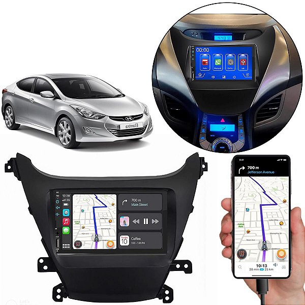 Kit Multimidia Android-Auto Elantra 2010-2013 7" MP5 Android Auto Carplay + Câmera de ré