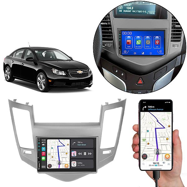 Kit Multimidia Android-Auto Cruze 2011-2016 7" MP5 Carplay + Câmera de ré