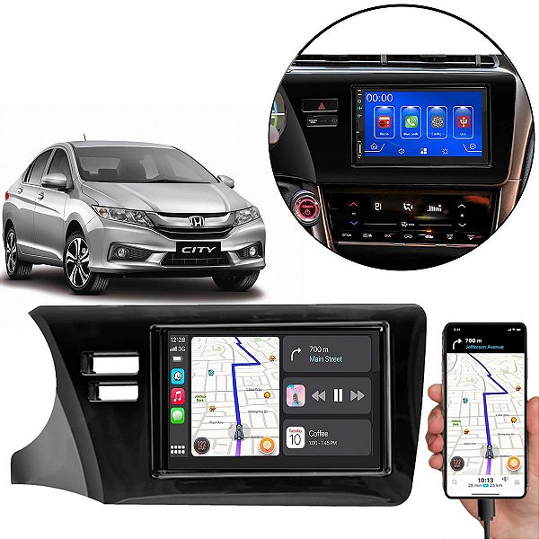 Kit Multimidia Android-Auto City 2015-2021 7" MP5 Android Auto Carplay + Câmera de ré