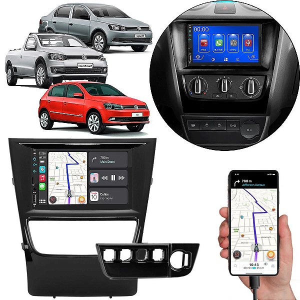 Kit Multimidia Android-Auto Carplay GOL G6 (2012-2016) 7" MP5 + Câmera de Ré