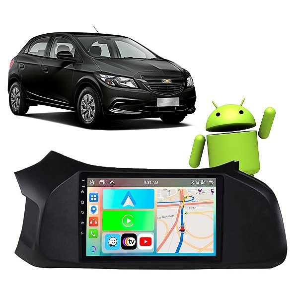 Kit Multimídia Android 9" Polegadas 2/32GB CarPlay Onix Prisma 2013-2019 + Câmera De Ré