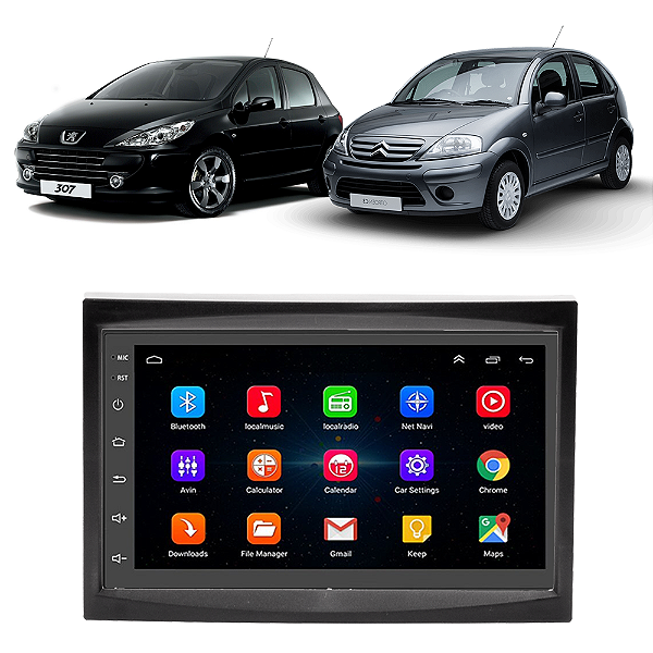 Kit Multimídia Android Peugeot 307 Citroen C3 (2002-2012) 7 Polegadas 1GB-16GB GPS TV Online Bluetooth WiFi
