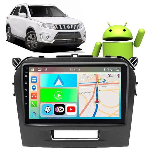 Kit Multimídia Android Vitara 2016-2022 9" Polegadas 2-32GB CarPlay Android-Auto
