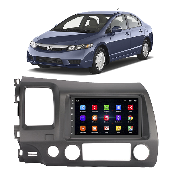 Kit Multimídia Android Honda Civic 2007 A 2011 7'' Polegadas 1GB-16GB GPS Bluetooth WiFi TV Online