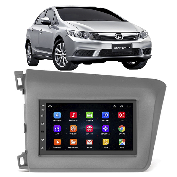 Kit Multimídia Android Honda Civic 2012 A 2016 7'' Polegadas 1GB-16GB GPS Bluetooth WiFi TV Online