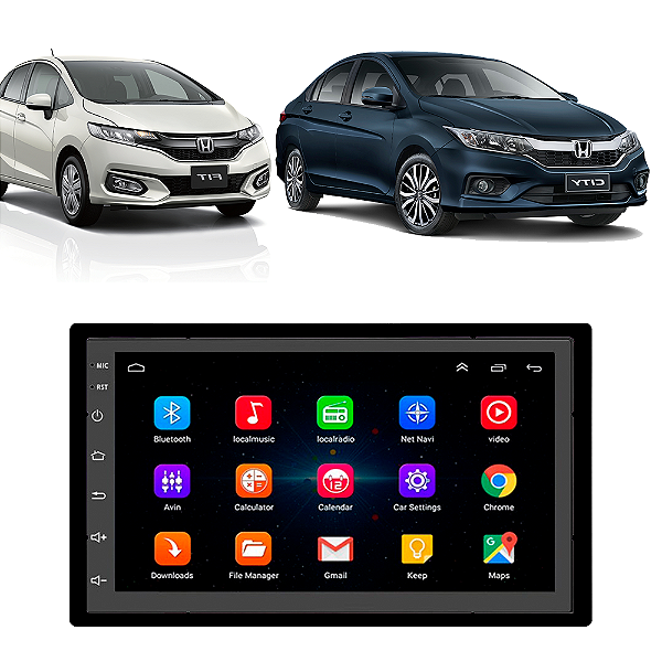 Kit Multimídia Android Honda Fit City 2015 A 2021 7'' Polegadas 1GB-16GB GPS Bluetooth WiFi TV Online
