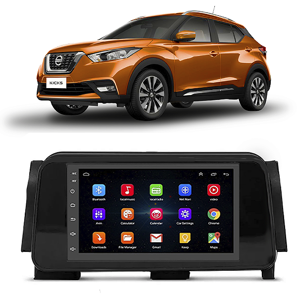 Kit Multimídia Android Nissan Kicks 2016 A 2022 7'' Polegadas 1-16GB GPS TV Online Bluetooth WiFi