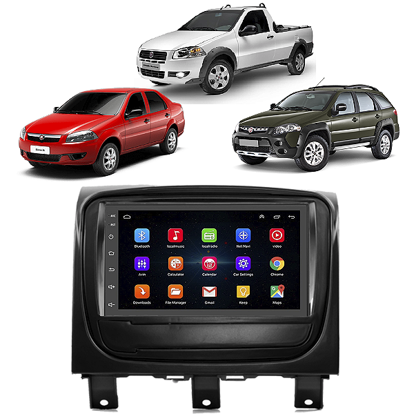 Kit Multimídia Android Palio Siena Strada (2012-2020) 7'' Polegadas 1-16GB GPS TV Online Bluetooth WiFi