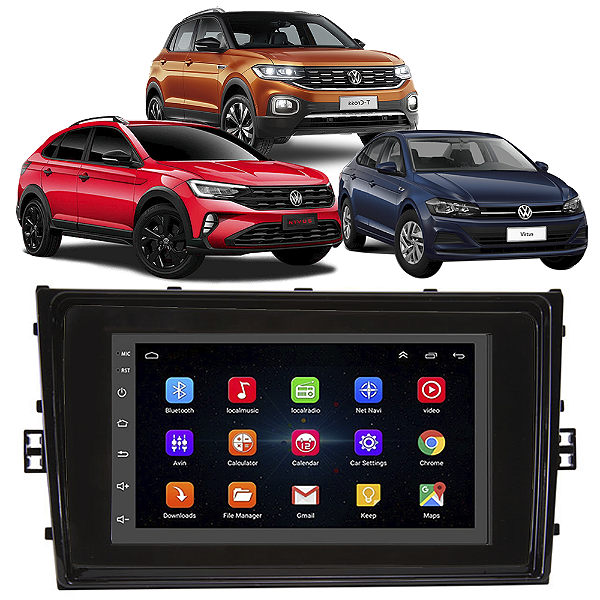 Kit Multimídia Android Polo Virtus Tcross Nimus Taos (2018-2022) 7'' Polegadas 1-16GB GPS TV Online WiFi