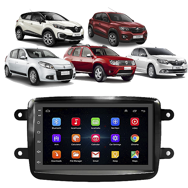 Kit Multimídia Android Sandero Kwid Captur Logan Duster (2011-2020) 7'' Polegadas 1-16GB GPS TV Online