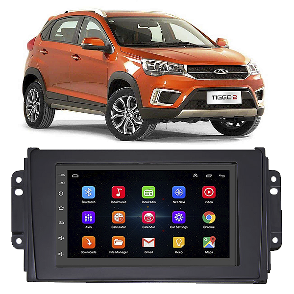 Kit Multimídia Android Chery Tiggo 2 (2019-2022) 7'' Polegadas 1-16GB GPS TV Online Bluetooth WiFi