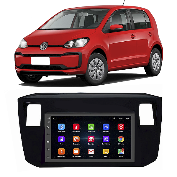Kit Multimídia Android Volkswagen Up 2018 A 2021 7'' Polegadas 1-16GB GPS TV Online Bluetooth WiFi