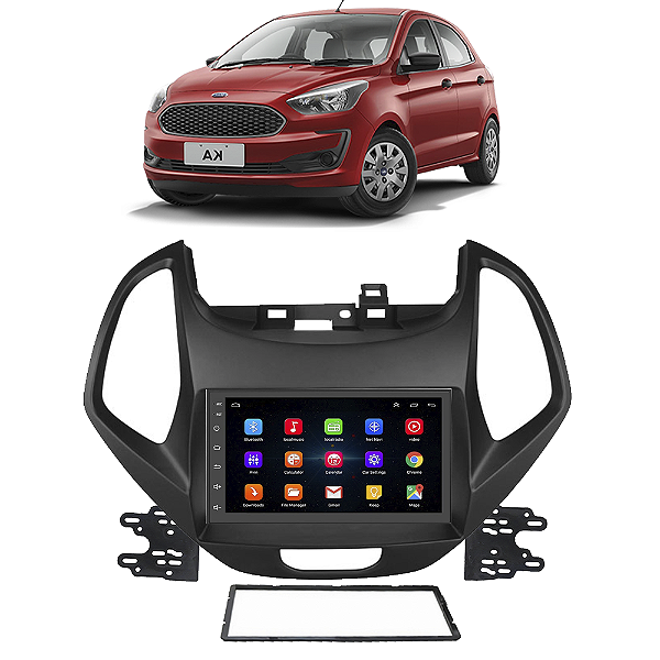 Kit Multimídia Android Ford Ka 2018 A 2021 7'' Polegadas 1-16GB GPS TV Online Bluetooth WiFi