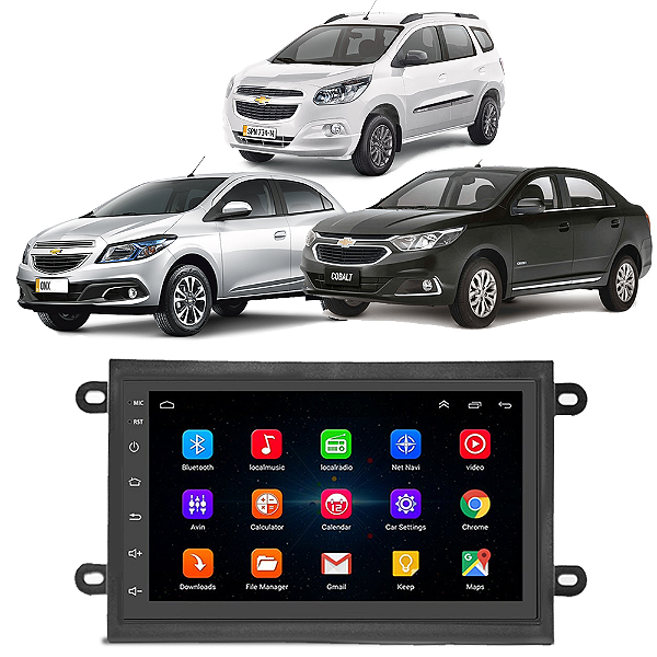 Kit Multimídia Android Onix Prisma Spin Cobalt 2013 A 2019 7'' Polegadas 1-16GB GPS TV Online Bluetooth WiFi