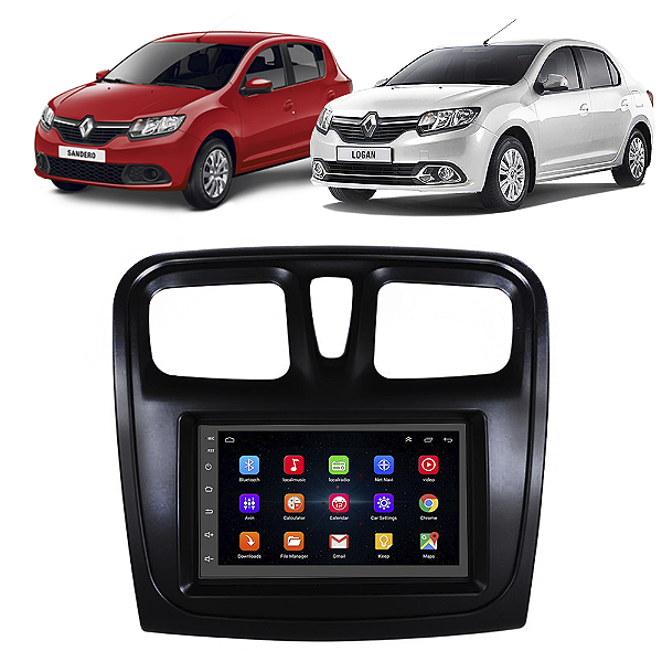Kit Multimídia Android Renault Sandero Logan (2015-2024) 7'' Polegadas 1-16GB GPS TV Online Bluetooth WiFi