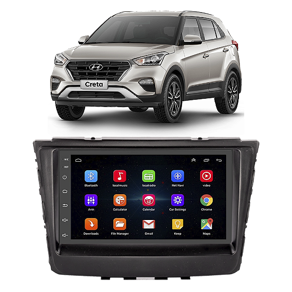 Kit Multimídia Android Creta 2016-2021 7'' Polegadas 1GB-16GB GPS Bluetooth WiFi TV Online