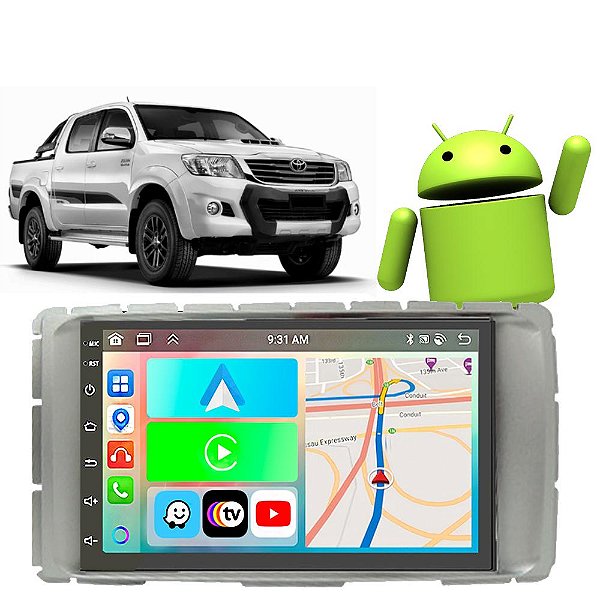 Kit Multimídia HILUX SRV 2012-2015 7" Polegadas 2-32Gb GPS TV Android-Auto CarPlay Comando de voz Google Siri