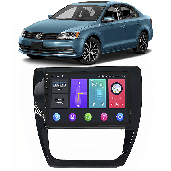Kit Multimídia Android Jetta 2012-2017 9" Tv Online GPS Bluetooth WiFi USB Rádio FM